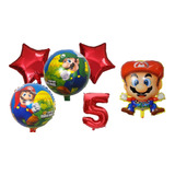 Balão Decoração Festa Mario Bros Estrela Numero 5 Vermelho