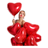 Balão Metalizado Coração Vermelho - 45 Cm - C/ Lacre 10 Und