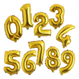 Balão Numero Dourado Metalizado Gigante 75cm, Balão Flutua Cor N0