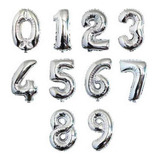 Balão Número Metalizado 75 Cms Prata - Escolha Seu Número
