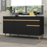 Balcão Cozinha Gabinete Pia 150cm 3 Portas 1 Gaveta Veneza Multimóveis V3740 Cor Preto dourado