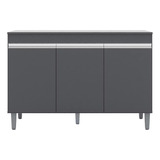 Balcão Gabinete De Cozinha Manu 120cm Cinza Sem Tampo Ajl