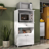 Balcão Multimóveis Multiuso Forno E Microondas Branco Ref 4060g 2 Portas E 1 Gaveta Cor Branco