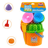 Balde Baldinho Infantil Brinquedo De Praia Areia Parquinho Com 10 Acessórios