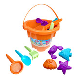 Balde De Praia Infantil Com Castelo De Areia Kit C 8 Peças