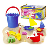 Balde De Praia Infantil Kit C 8 Peças Para Brincar Areia