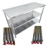 Bancada Inox 170x60 Industrial Com Rodinhas 2 Prateleiras