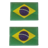Bandeira Do Brasil Kit Com 2 Patch Com Velcro Super Forte 