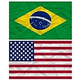 Bandeira Dos Estados Unidos + Do Brasil 145cm X 90cm Da Marca Minha Bandeira - Dupla Face