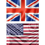 Bandeira Usa + Reino Unido Grande Oficial Costurada Anilha