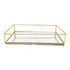 Bandeja Metal Com Espelho Decorativa Lavabo Banheiro Dourado