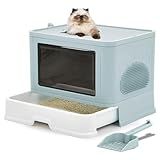 Banheiro Gato Fechado Filtro Anti Odor   Pá   Coçadinha Luxo  Azul 