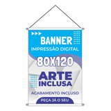 Banner 80x120cm Lona 440g Arte Inclusa C Cordão E Bastão