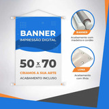 Banner Faixa Placa Lona Baner Uv Personalizado 50x70 Bastao