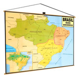 Banner Mapa Brasil Regiões Econômicas Geoeconômicas Escolar Poster Geográfico Politico Estatistica