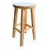 Banqueta Alta Hardman Madeira Natural Redondo Mdf Branco