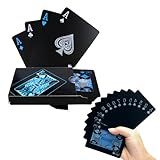 Baralho Jogo De Cartas Preto Com Detalhes Azul - 54 Cartas Black Luxo Plastic Pôquer Poker Truco Flexível Resistente à água