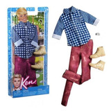 Barbie Ken Fashion Blusa Xadrez Relógio Bota Raridade Matel