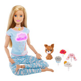 Barbie Medita Comigo Articulada Fashionista Loira Luz Som 