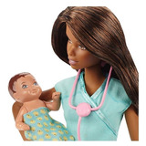 Barbie Profissões Pediatra Morena C/ 2 Bebês E Acessórios Sj