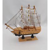 Barco 20 Cm Caravela Veleiro De Madeira Miniatura Decoração