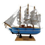 Barco Náutico Decorativo Em Madeira 16cm