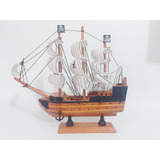 Barco Pirata Miniatura Em Madeira P  Decoração