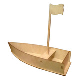 Barquinho 34cm Mdf Brinquedo Presente Diferente Criança Aniv