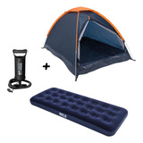 Barraca Camping Panda 2 P Ntk + Colchão Solteiro + Bomba