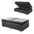 Base Box Baú 96x203 Linho Cinza E Colchão Gransleep Ecoflex