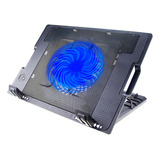Base Com Cooler Para Notebook Rise Mode  Galaxy Black X6 Cor Preto Cor Do Led Azul