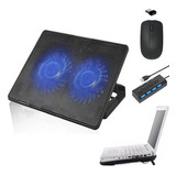 Base Suporte C/ Cooler 2x Hub 4 Mouse Para Notebook Gigabyte