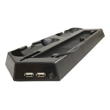 Base Vertical Cooler Ps4 Slim Carregador Duplo   Hub E Usb Cor Preto