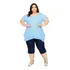 Bata Ampla Verão Azul Claro Feminina Plus Size