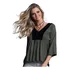 Bata Mangas Flare 3/4 Cotton Decotado Veludo Verde