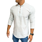 Bata Masculina Linho Manga