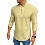 Bata Masculina Linho Manga