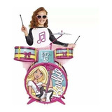 Bateria Da Barbie Infantil Tambores Pedal Prato Baqueta