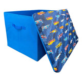 Baú Gigante Organibox Guarda Carrinho Brinquedo Educativo 84lts Azul