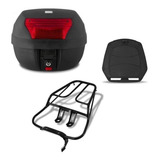 Bauleto 28 Litros + Bagageiro Para Moto Cg Titan Fan Ybr 