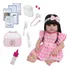 Bebê Tipo Reborn Recém Nascida Vestido Xadrez Rosa 20 Itens