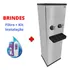 Bebedouro De Água Hiza 25l De Coluna Inox Comércio Com Filtro Cor 2 Torneiras Geladas Voltagem 127v
