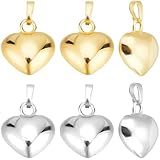 Beebeecraft 10 Berloques De Coração De 2 Cores, Banhado A Ouro 18 K E Prata Esterlina 925, Grande, Amuletos De Dia Dos Namorados 3d Com Anel De Salto De 3,5 Mm Para Fazer Joias, Colares, Pulseiras,