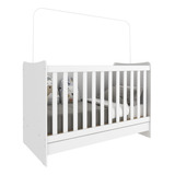 Berço 4 Em 1 Vira Escrivaninha Para Colchão 60 X 130cm Evolution Multimóveis Mp0541pn 156 Branco