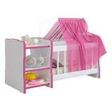 Berço De Boneca Baby Com Véu Brinquedo Criança Lyam Decor Cor Rosa