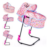 Berço De Boneca Veneza Baby Luxo 2 Em 1 Vira Bebê Conforto Cor Rosa Unicorn