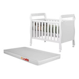 Berço Slim 3 Em 1 Multifuncional Vira Mini Cama Branco Em Mdf Com Colchão Incluso Lv Móveis