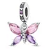 Berloque Borboleta Encantada Cristal Rosa Prata 925