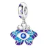 Berloque Borboleta Olho Grego Prata 925 Azul Colorida