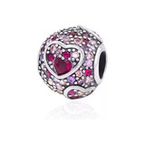 Berloque Charm Coracoes Rosa